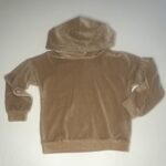 felpa velluto beige bambina, felpa con cappuccio elegante, abbigliamento casual chic per bambina.