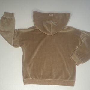 felpa velluto beige bambina, felpa con cappuccio elegante, abbigliamento casual chic per bambina.