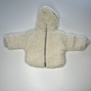 cappotto eco-pelliccia avorio, giacca con cappuccio bambino, giubbino caldo inverno bambini.