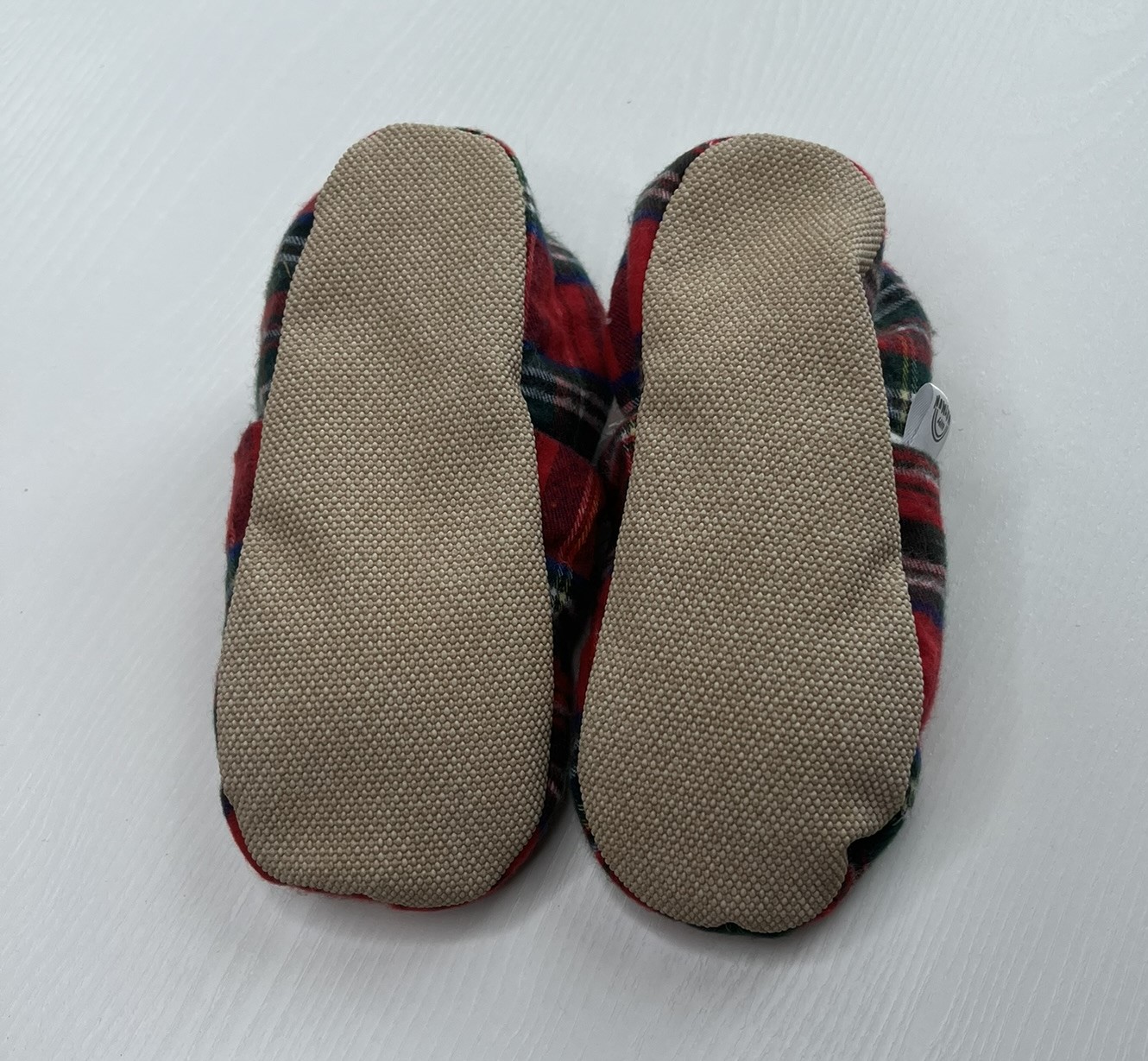 Scarpine per bambini in tessuto a quadri stile scozzese con motivo a stelle bianche, marchio Happy Maymun.